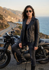 Damen Lederjacke aus Lammnappa im Biker-Look