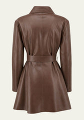 Leather Trench Coat Brown