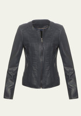 Damen Lederjacke aus Lammnappa – Sportlich mit Quersteifen
