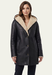 Women's Hooded Oversized Shearling Jacket