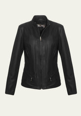 Moderne Damen Lederjacke aus Lammnappa Leder Schwarz