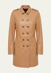 Women's Leather Trench Coat Camel Brown