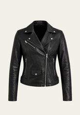 Damen Lederjacke aus Lammnappaleder im Biker-Stil
