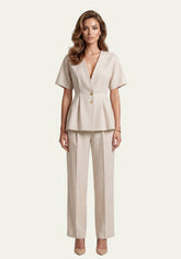 Women's shirt & Women's trousers Beige Blazer & Palazzo trousers