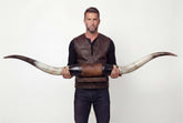 Black Leather Mount Standard Longhorns Big Gun