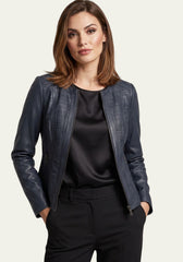 Damen Lederjacke aus Lammnappa – Sportlich mit Quersteifen