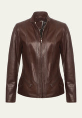 Damen Lederjacke aus Lammnappa – Dunkelbraun