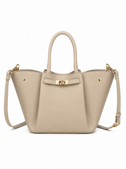 Luxury Ladies' Handbag Genuine Leather Cream Beige