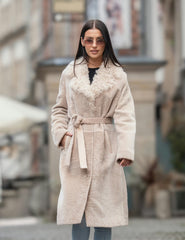 Violetta Lambskin Coat - Beige