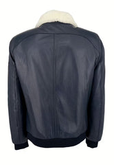 Luxus-Lammfelljacke Damian | Dunkelblau – Pilotenstil & Merino-Lammfell