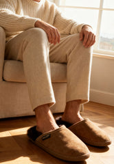 Men's Lambskin Slippers made of Suede – Merino Comfort & Non-slip Sole