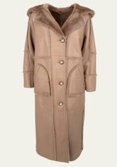 Shearling Lambskin Coat Camille - Feminine Elegance in Beige