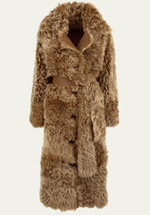 Curly reversible lambskin coat Noella in beige