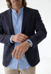 Linen blazer in blue made of pure linen – lightweight and timeless