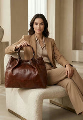 Luxury Leather Tote Handbag - The Icon Brown