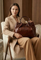 Luxury Leather Tote Handbag - The Icon Brown