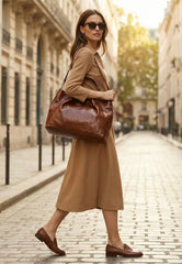 Luxury Leather Tote Handbag - The Icon Brown