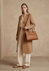 Elegant Leather Handbag for Women - Florence Camel