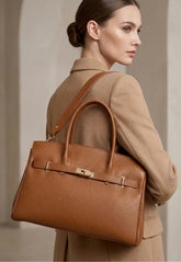 Elegant Leather Handbag for Women - Florence Camel