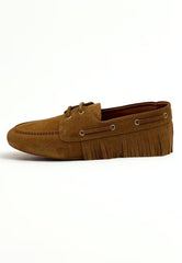 Women's Genuine Leather Moccasins Camel Fringe HOL40