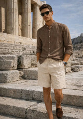Linen shorts in beige made of 100% linen – relaxed, airy, timeless