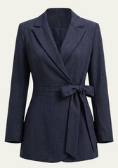 Women's Shirt & Women's Trousers Linen Blue – Wrap Blazer & Palazzo Trousers