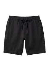 Deep black linen shorts made from pure linen - natural lightness