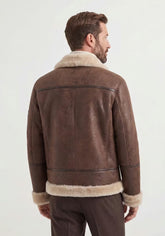 Lammfell Bomberjacke Aviator Mahagoni – Merino Shearling