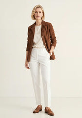 Eleganter Lederblazer Cognac – Damen Sakko aus Lammveloursleder