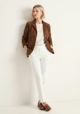 Eleganter Lederblazer Cognac – Damen Sakko aus Lammveloursleder