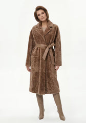 Luxus Shearling Lammfellmantel Cappuccino – Exklusive Damenmode