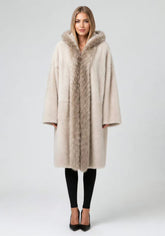 Exklusiver Shearling Lammfellmantel Creme Modell 1067