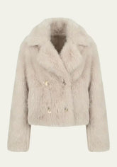 Luxuriöse Toscana Lammfelljacke in Creme-Beige – Modell 1039