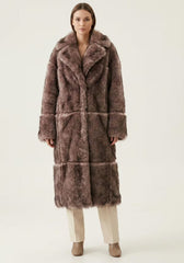 Luxurious Toscana Shearling Reversible Coat Taupe & Espresso – Model 1055