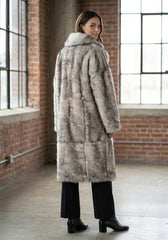 Exclusive Toscana Lambskin Coat Frost Grey – Silver Grey with Lapel Collar Model 1076