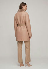 Elegant Reversible Shearling Lambskin Coat in Beige – Model 3002