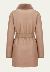 Elegant Reversible Shearling Lambskin Coat in Beige – Model 3002