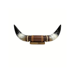 Bull Horn Wall Art Model 9 – Natural Horn Unique Piece with Leather-Wood Mount