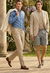 Deep blue linen shorts made of pure linen – natural clarity