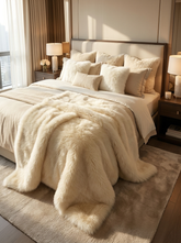 Lambskin Blanket in Champagne / Natural White