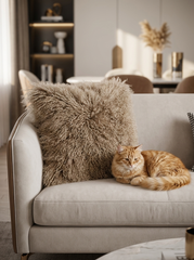Tibetan Lambskin Cushion Cappuccino