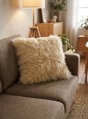 Gotland Lambskin Cushion – Vanilla with filling