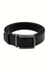 Black Buffalo Leather Belt with Matte Buckle - Unisex