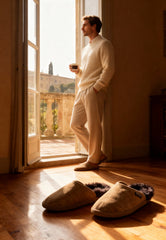 Men's Lambskin Slippers made of Suede – Merino Comfort & Non-slip Sole