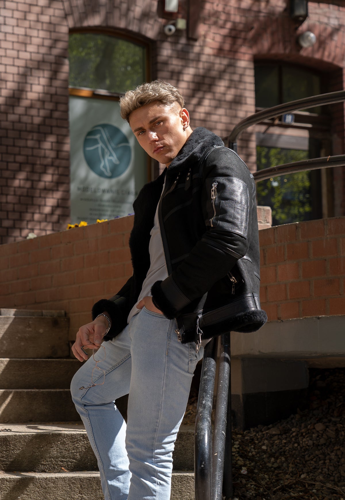 Men's Sheepskin Jacket B16 - Black
