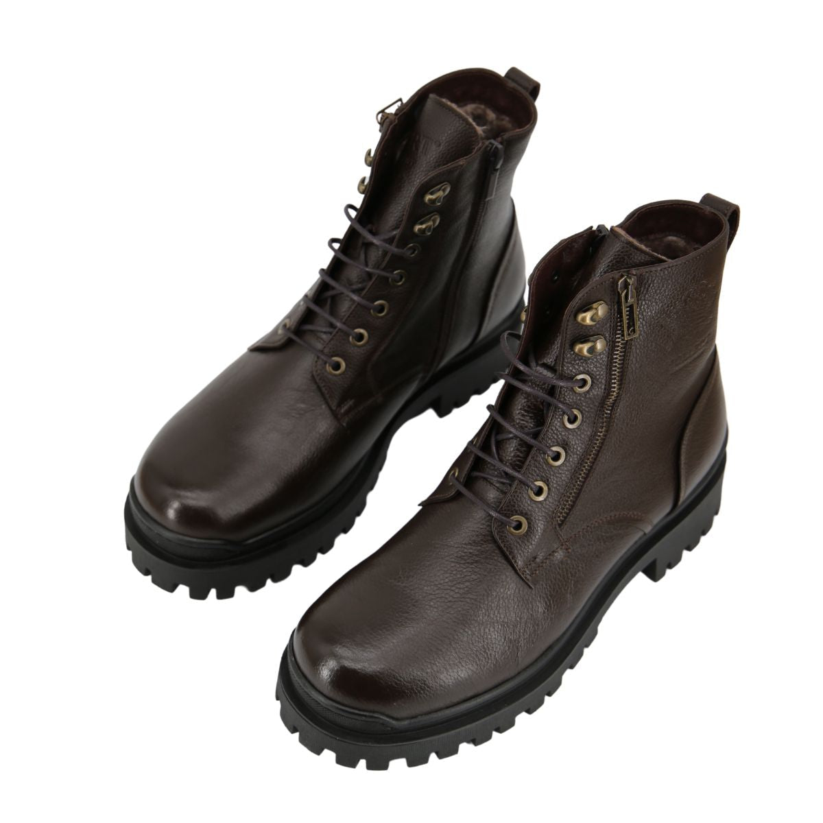 Lambskin Men's Street Shoes Model 0208 Brown