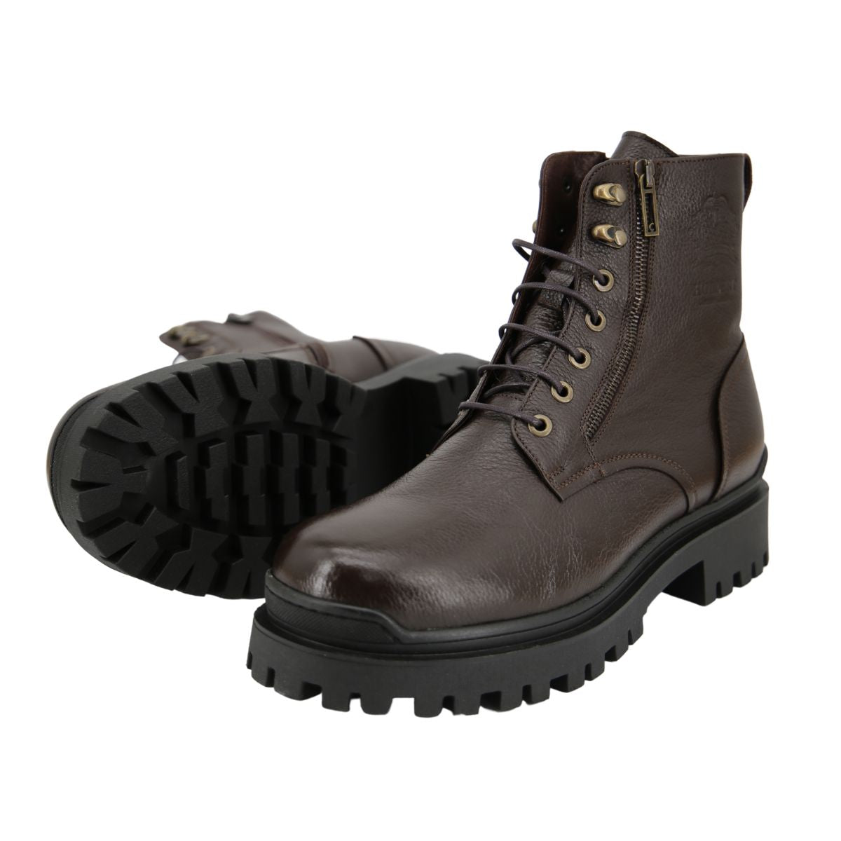 Lambskin Men's Street Shoes Model 0208 Brown