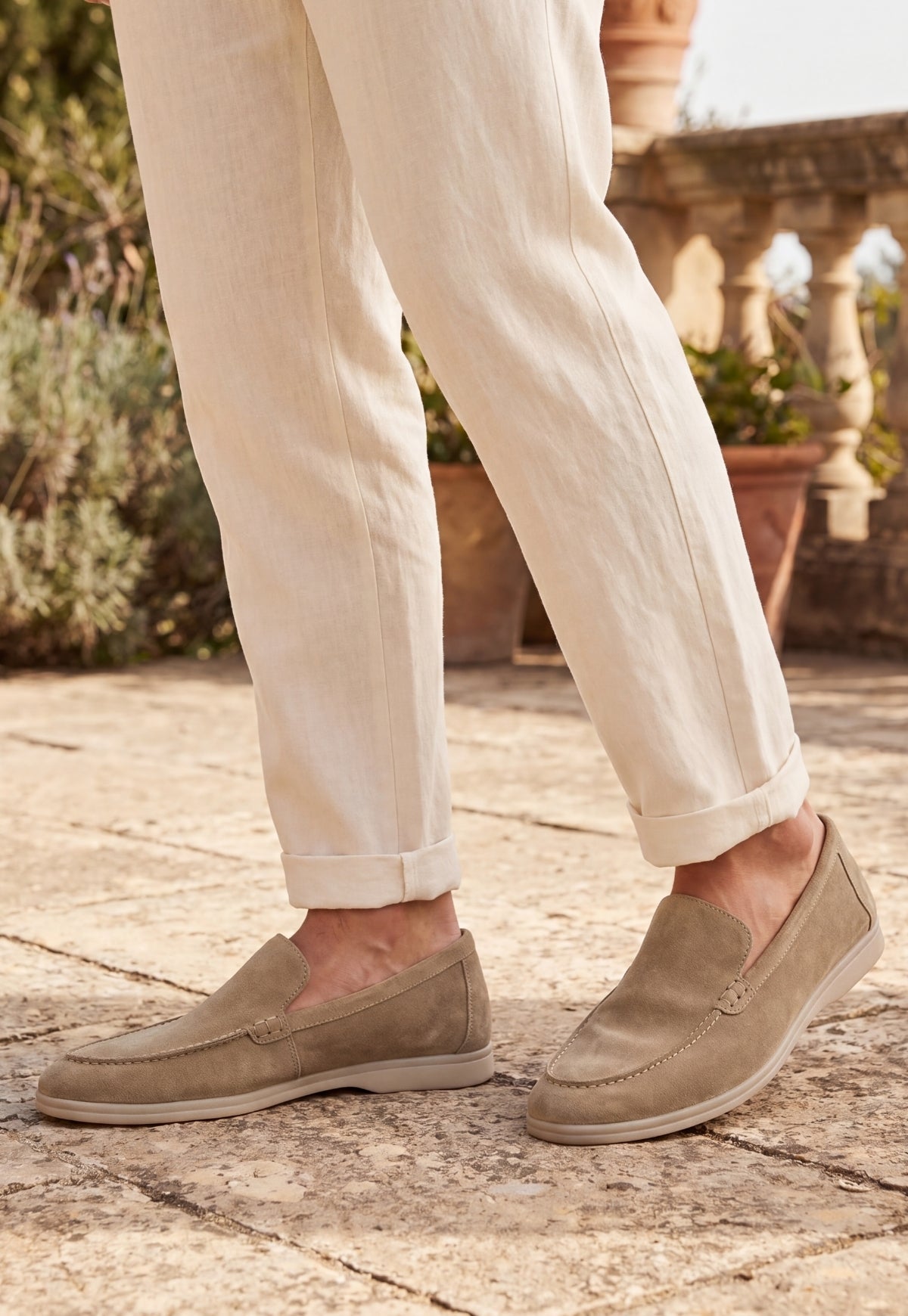 Men's Loafers in Beige Calf Suede (HOL60)