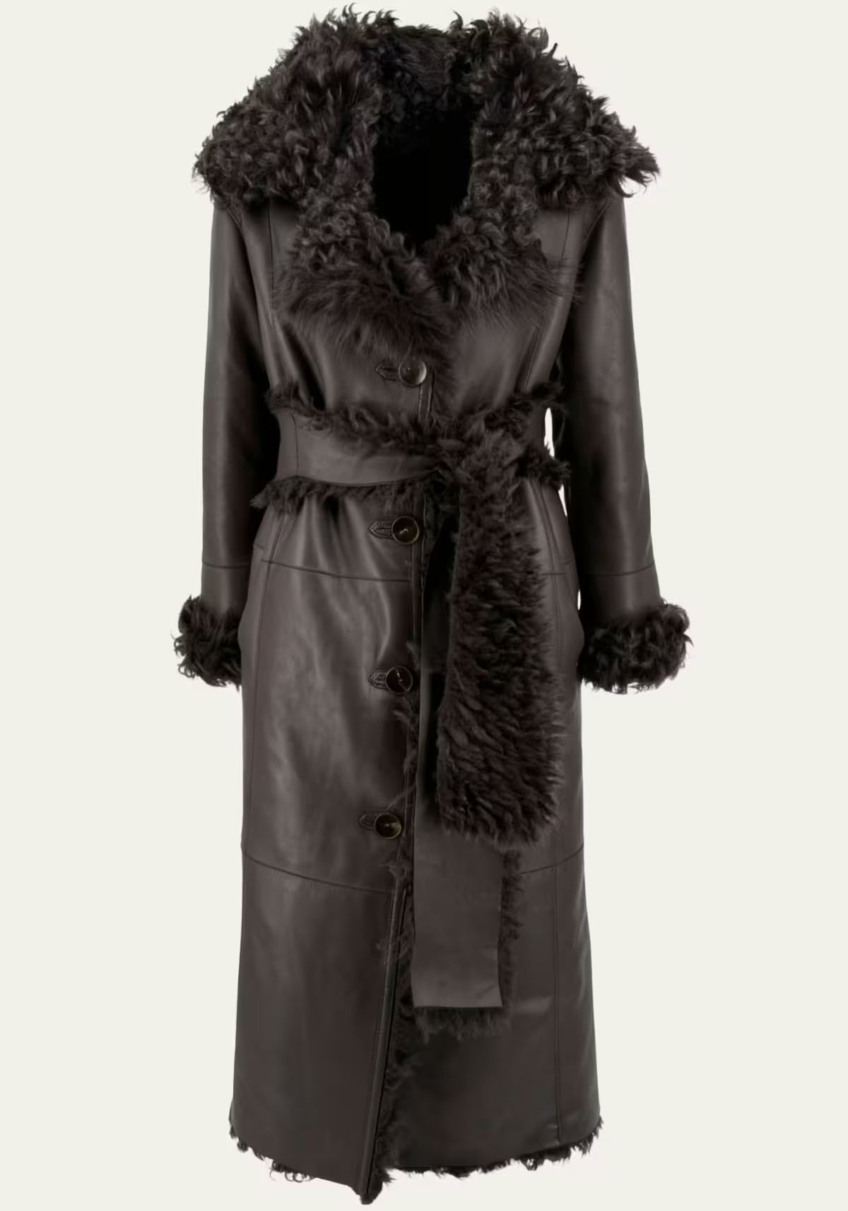 Curly Reversible Coat Noella in Lambskin - Dark Brown