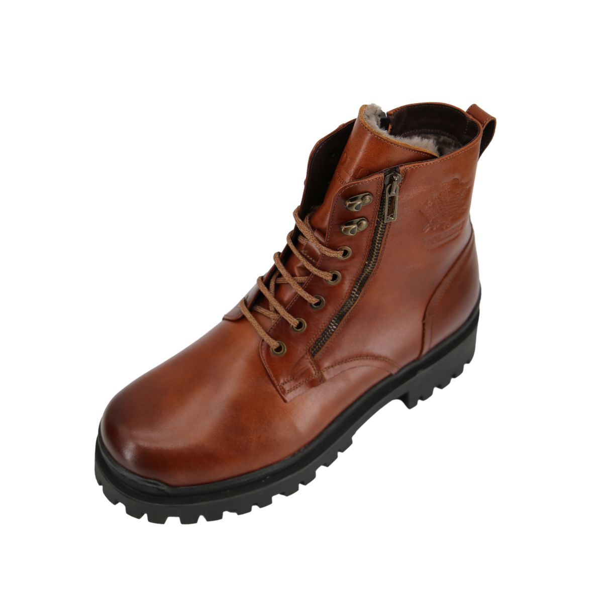 Lambskin Men's Street Shoes Model 378a Brown